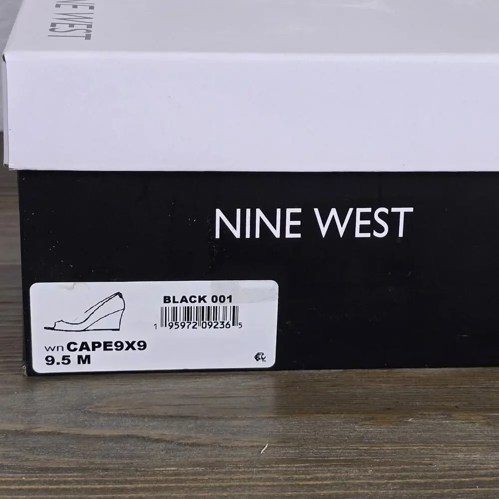 Nine West - Cape 9x9 Dress Wedges with Peep Toe in Size 9.5M Black